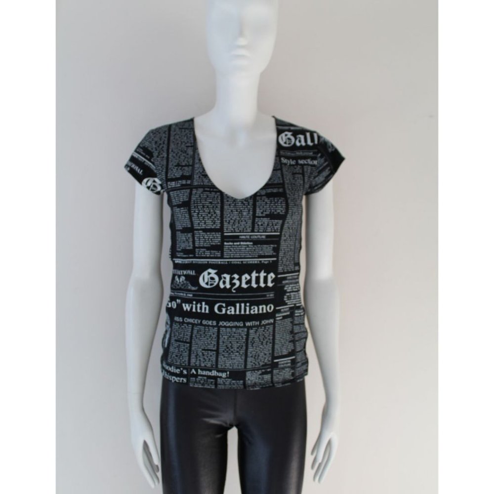 John Galliano Black Newspaper Tee T Shirt Vintage Size Medium